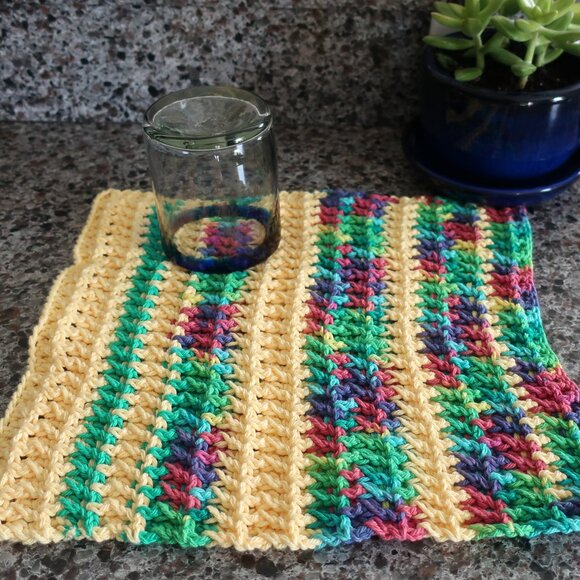 Multicolored Crochet Dish Drying Mats 100% Cotton Kitchen - Picture 5 of 15